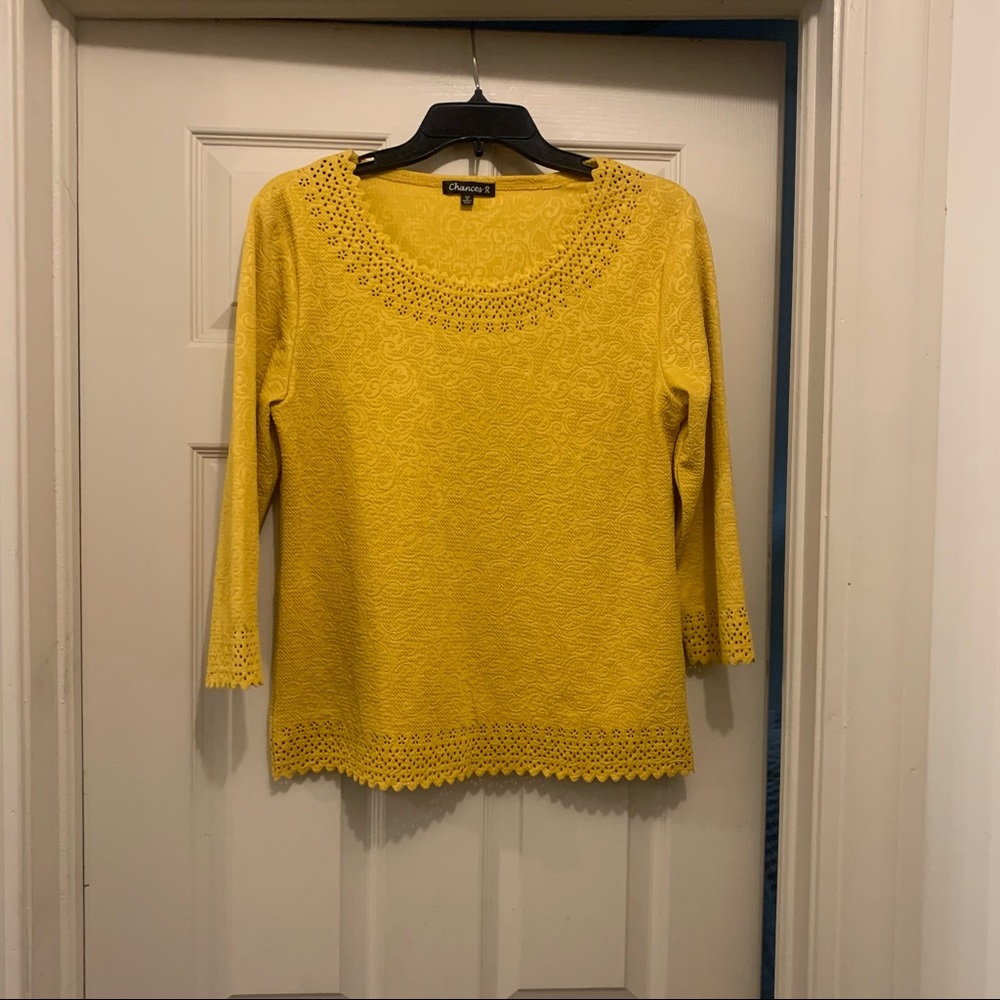Chances R Mustard Blouse. Women’s Small